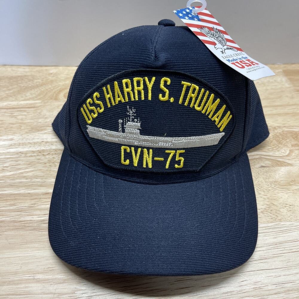 USS Harry S Truman CVN 75 Hat Blue Snapback Made USA Eagle Crest NWT